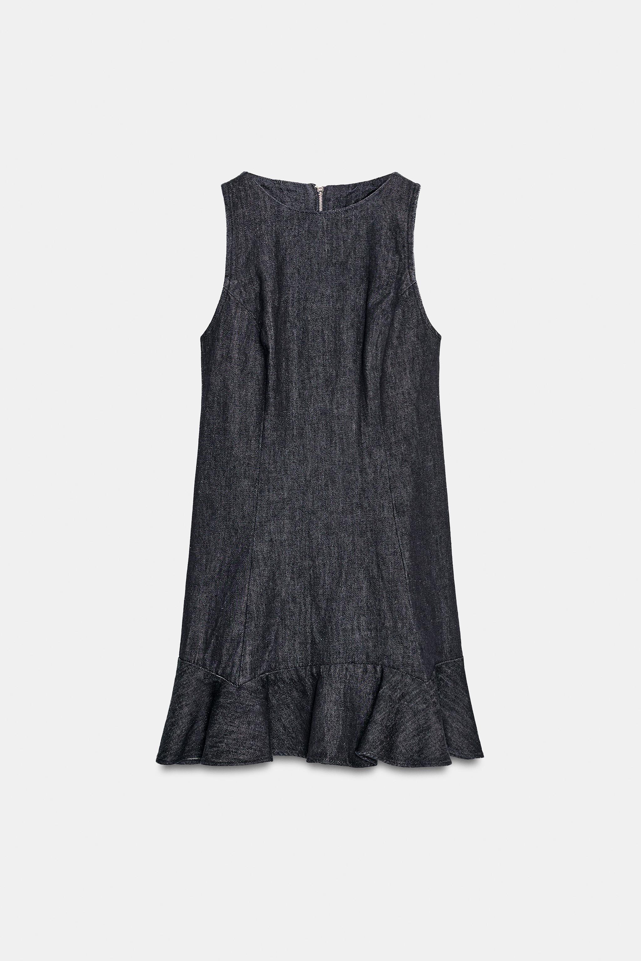 TRF DENIM RUFFLE DRESS
